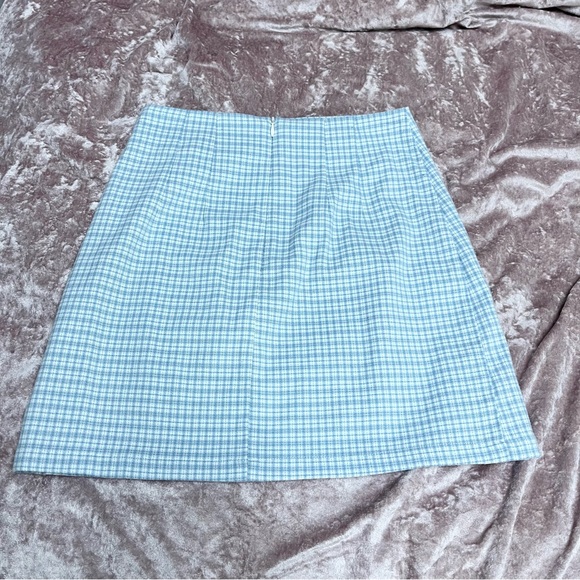 Brandy Melville soft blue plaid mini skirt - Picture 2 of 4